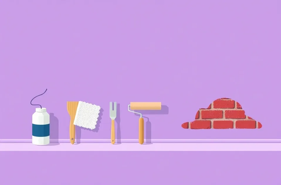 Outils de peinture disposés dans l'ordre des étapes du chantier